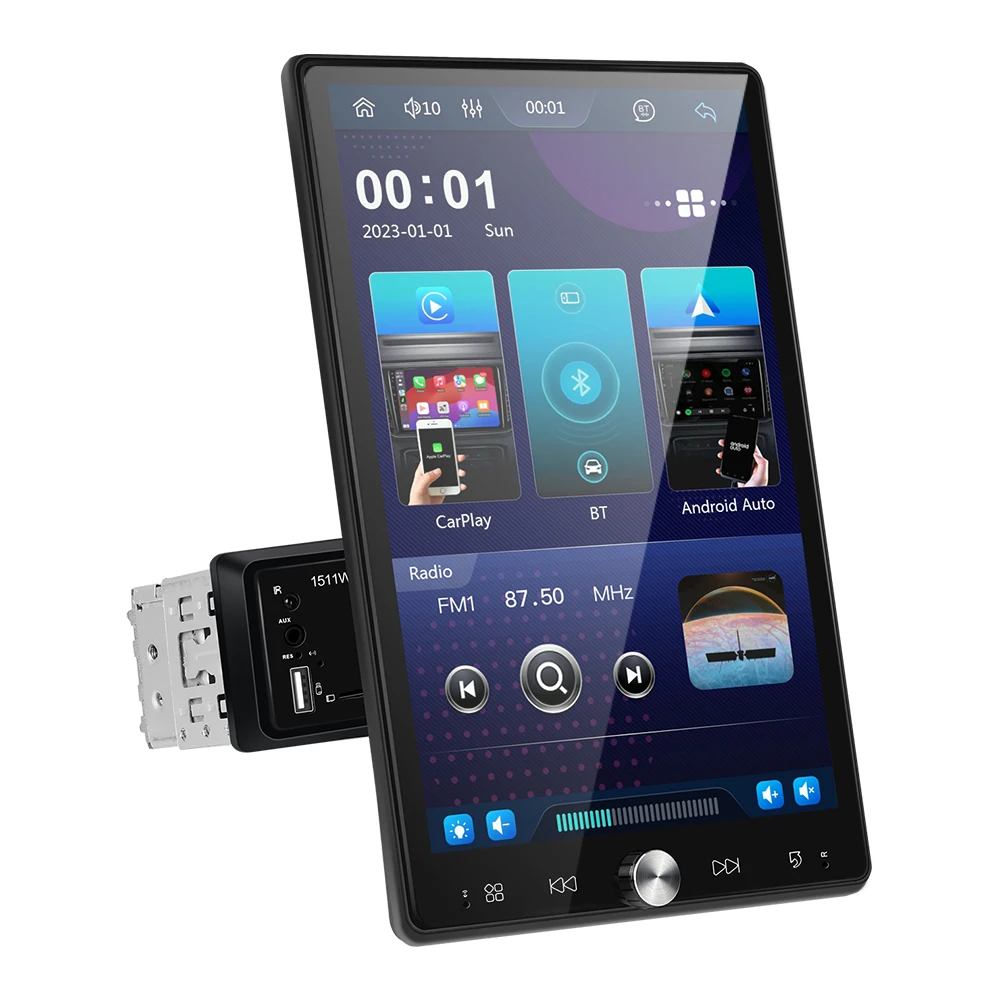 Podofo 1Din Multimedia Speler 10.4 ''IPS Touchscreen Autoradio CarPlay Android Auto EQ Mirror Link Bluetooth FM/RDS Autoradio - afbeelding 2