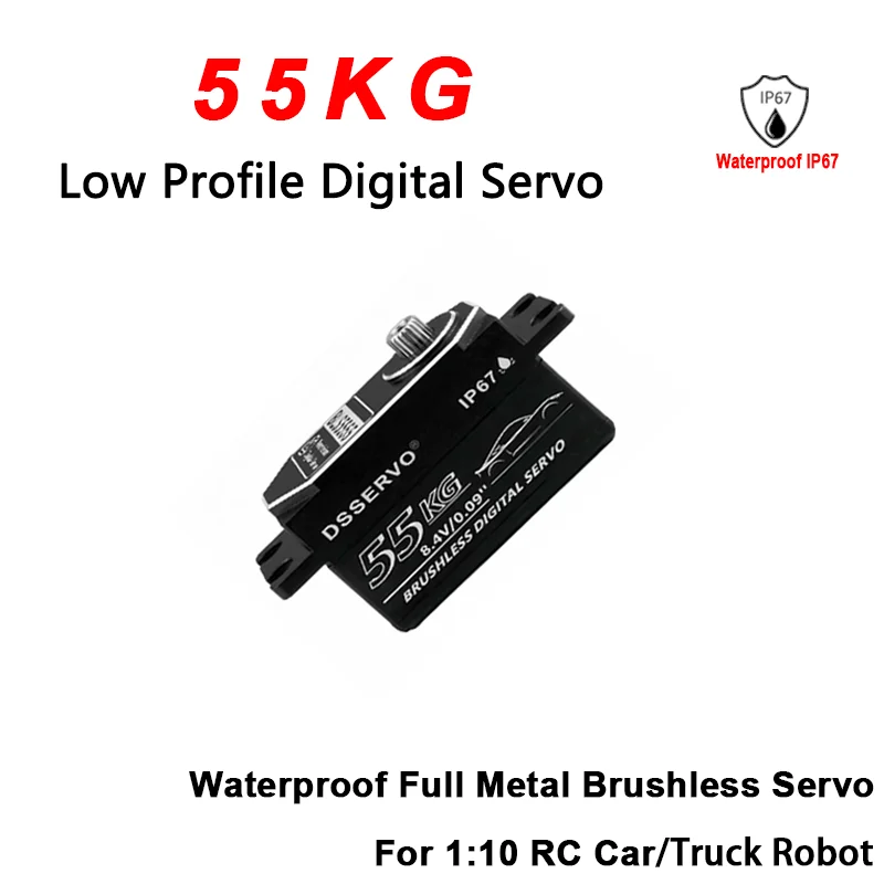 

1xLow Profile BLS4355 Digital Servo 55KG Large Torque Waterproof Servos for RC Car Crawler SCX10 Truck Robot Upgrade Parts