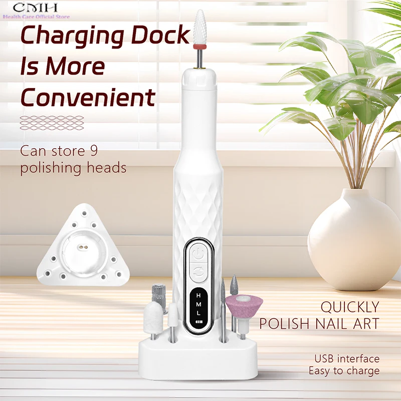 مثقاب أظافر احترافي قابل لإعادة الشحن لاسلكيًا، أداة مزيل جل الأكريليك المحمولة مع أشرطة صنفرة لصالونات التجميل المنزلية