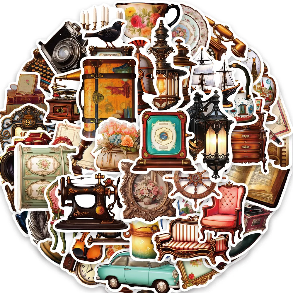 10/30/50PCS Retro Old Objects Stickers Aesthetic Graffiti Decals Decoration Toy DIY Suitcase Phone Notebook Laptop Sticker Gift