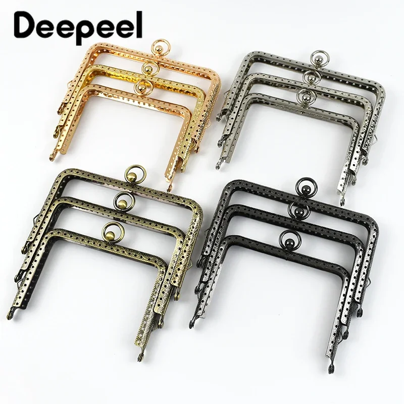 

5Pcs Deepeel 11/12/13cm Embossed Metal Bag Handles Square Purse Frame Kiss Clasp Locks Clutch Bags Sewing Brackets Accessories