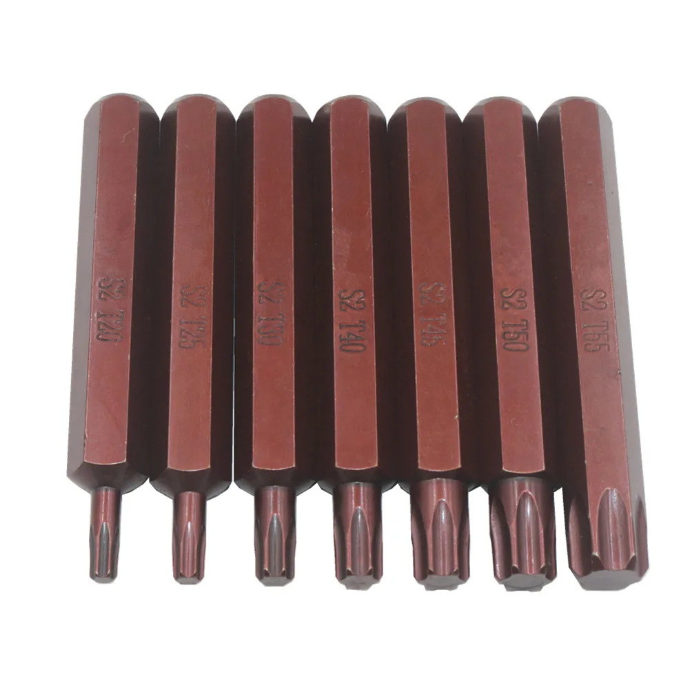 1/7Pcs Torx Star Screwdriver Bits 30mm 75mm Hex Shank T20/T25/T30/T40/T45/T50/T55 Alloy Steel Screw Driver Set Hand Tools