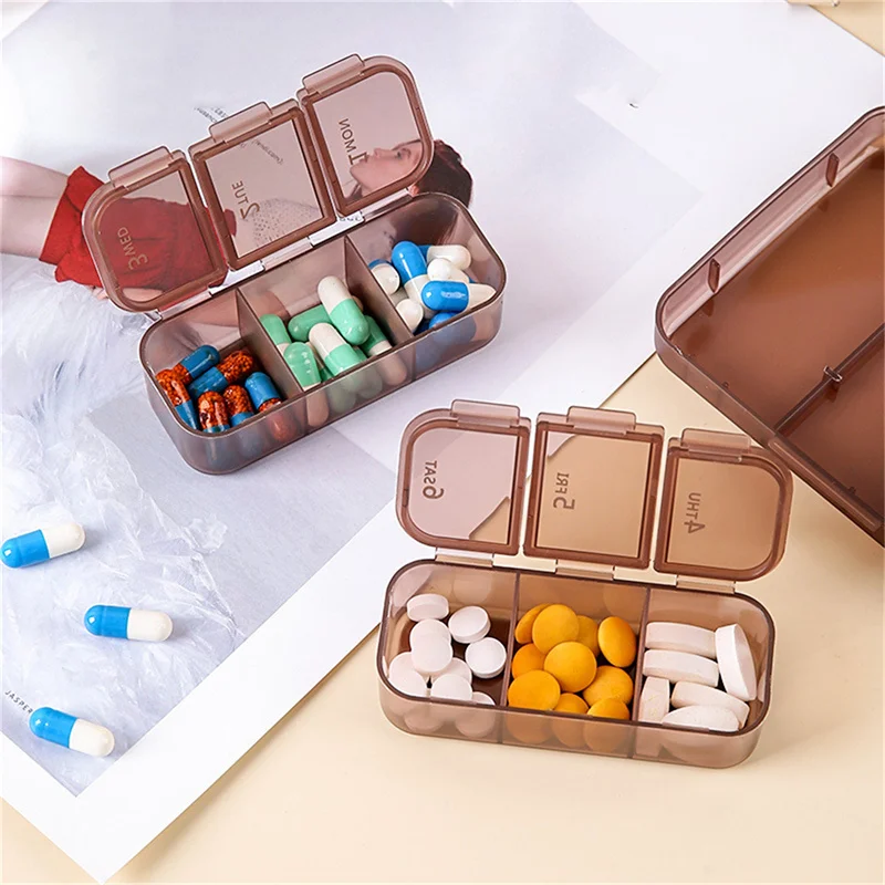 Portable Storage Box Weekly 7-compartment Pill Box Divided Into Multi-compartment Storage Box Sealed Travel Portable Pill Box