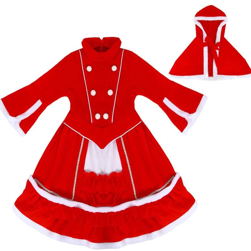 

2026 New Arrival Girls New Year Holiday Costume Palace Xmas Fancy Dress Up Girls' Santa Claus Velvet Christmas Dress