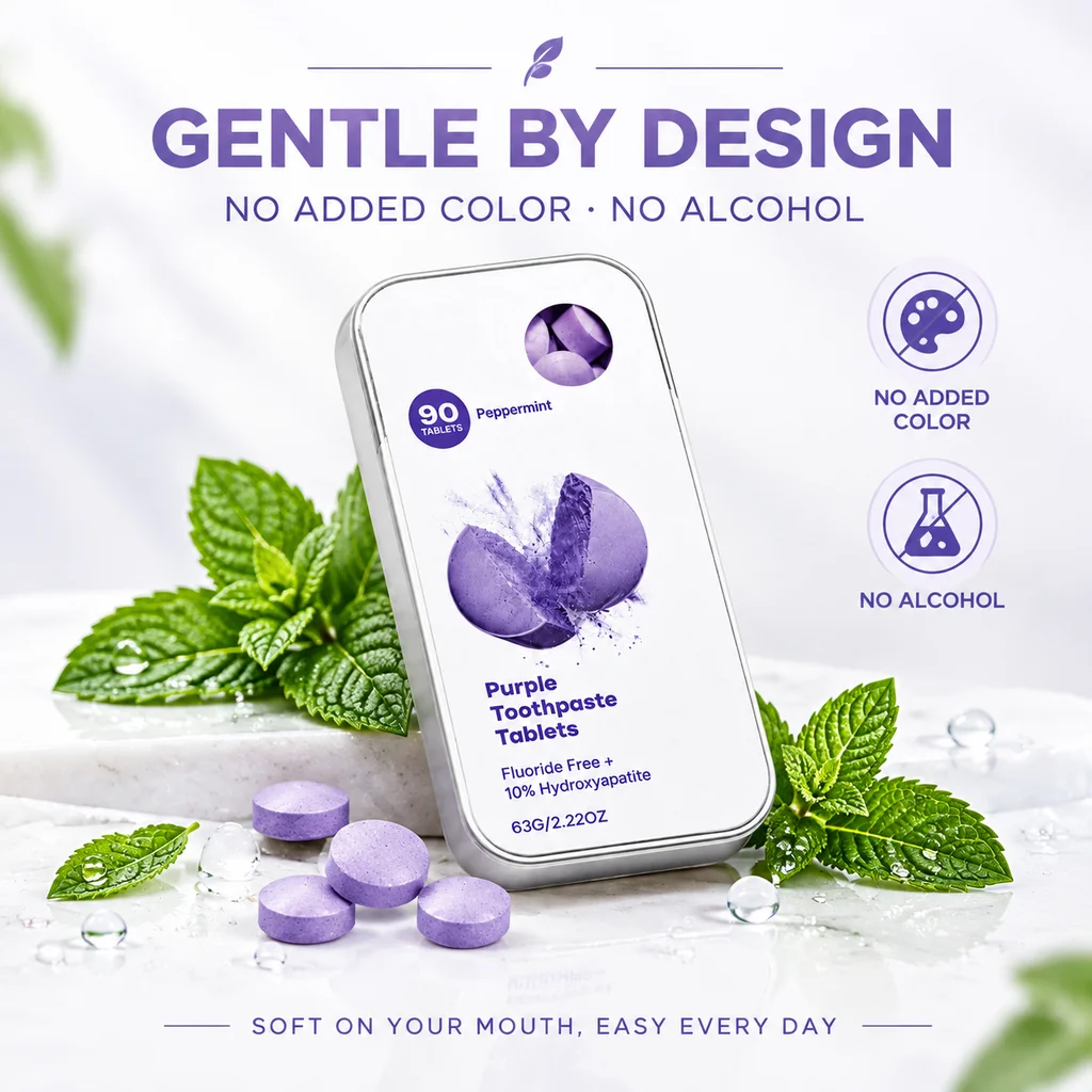 Portable Chewable Toothpaste Tablets Brightening Baking Soda Travel Toothpaste Gentle Surface Stain Removal Fresh Breath Care