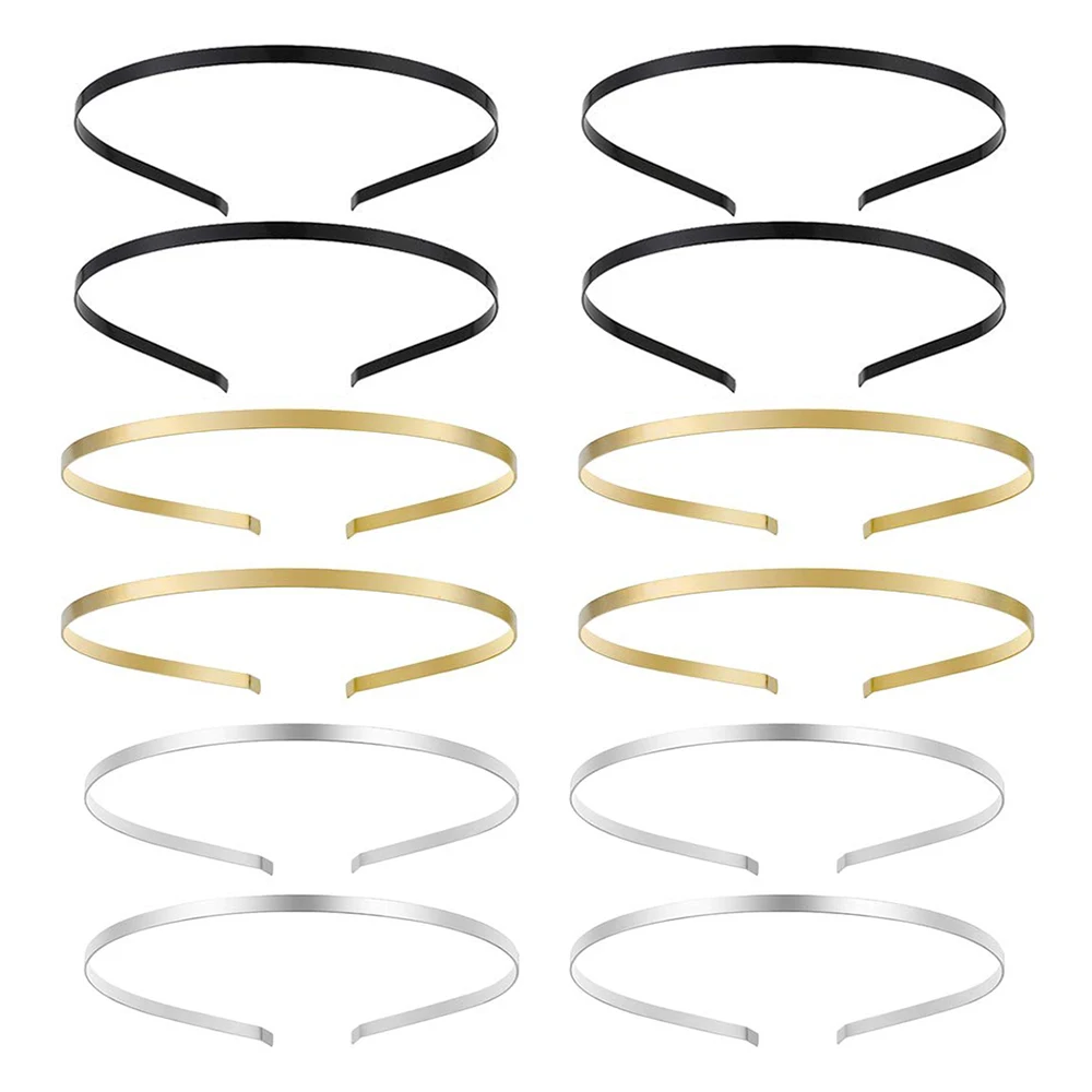 5pcs Metal Headbands Blank Smooth Hair Hoop Band DIY Hairband Plain Thin Bulk Headbands for Men Women Jeweley Hair Accessories