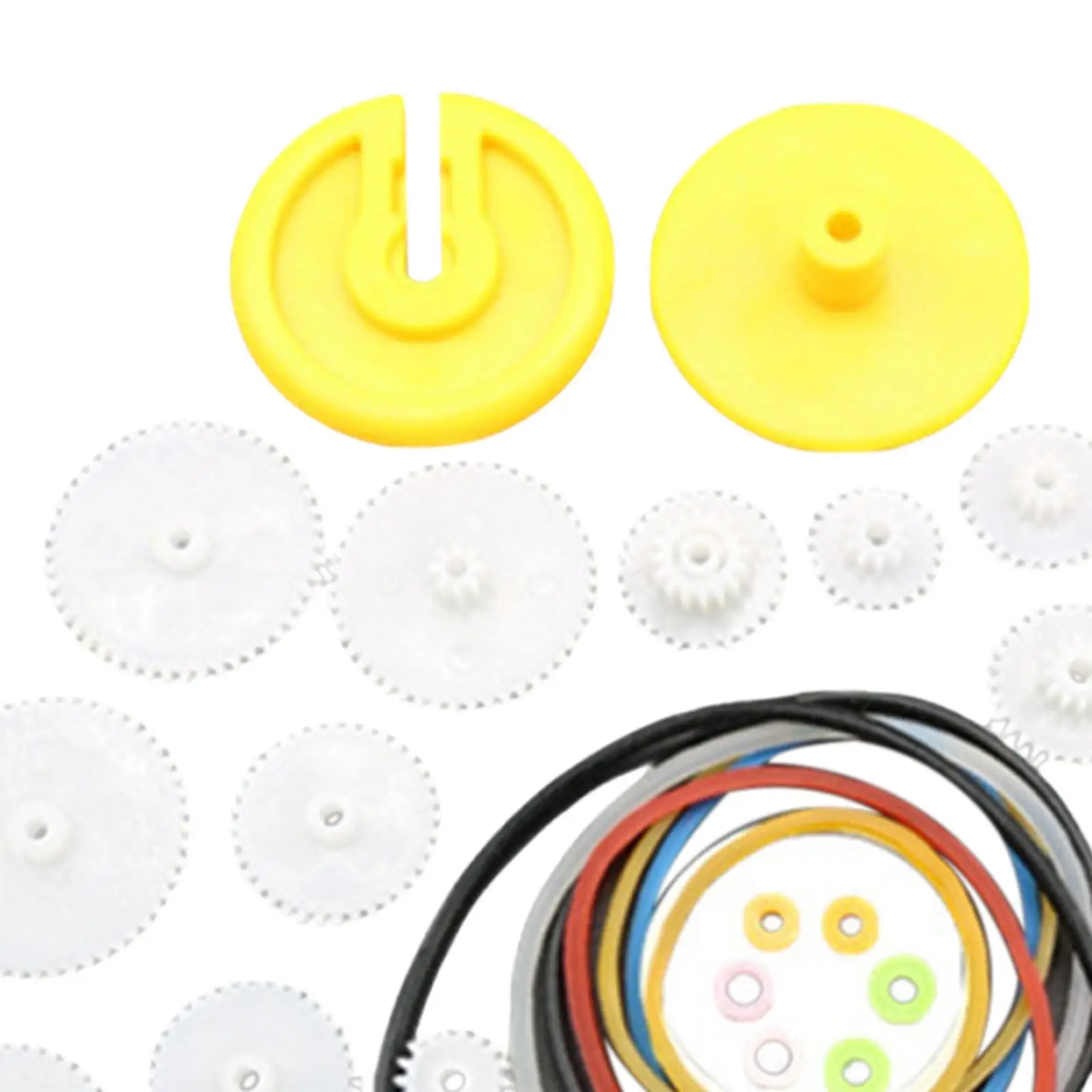 82Pcs Gear Package Kits, Various Gear Axle Belt Bushings, Crown Gear Worm Gear Shaft Belt DIY Set Toy for Car Robot Toy Motor
