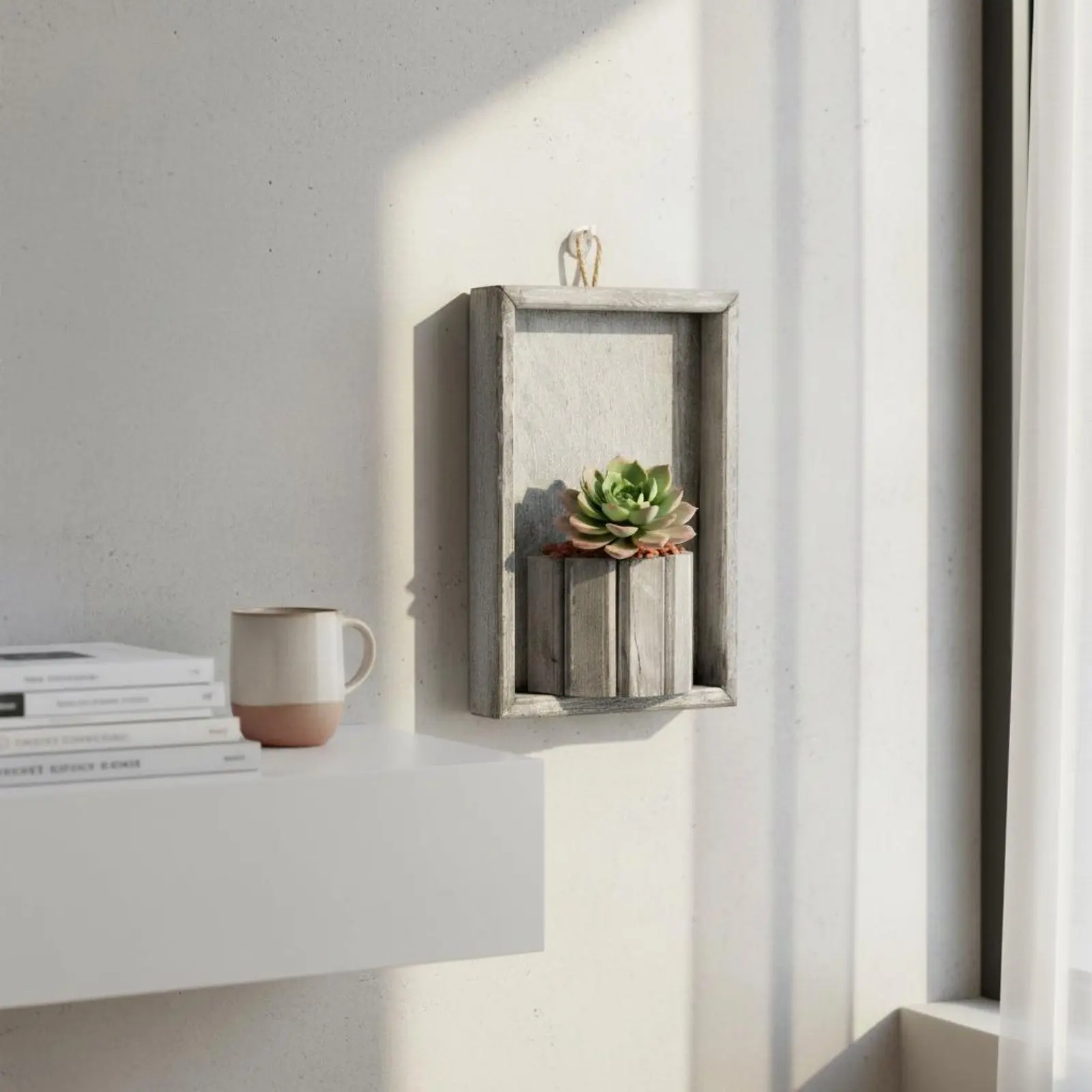 House Shaped Wall Planter Handmade Wooden Hanging Planter Wooden Hanging Flower Pot Long-Lasting Wood Rustic Pocket Vase