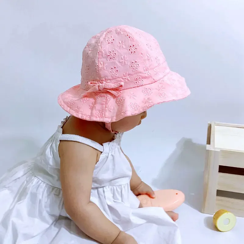 New Summer Panama Baby Sun Hat Outdoor Baby Girls Hat Lace Bowknot Cotton Baby Hat Kids Sun Caps Toddler Sunscreen Cap
