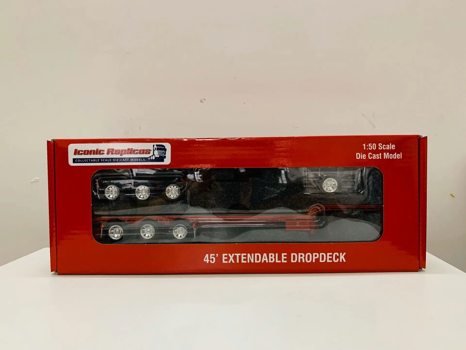 8 Color ! 1:50 Scale Die-Cast Collectable Truck Model Iconic Replicas CTE 45\' Extendable Drop deck Trailer 3 Axle New in Box