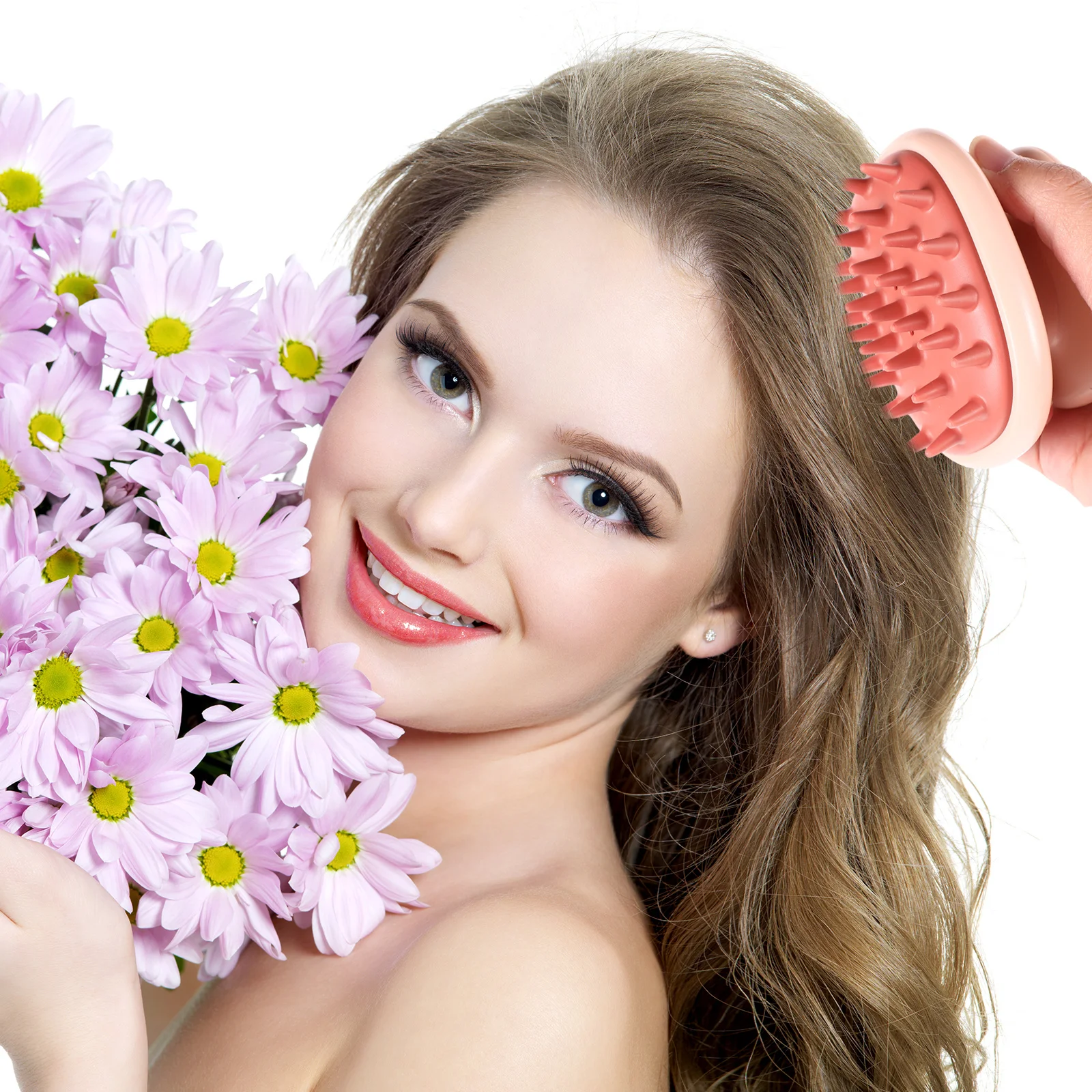 Sikat Mandi Sampo Pemijat Kulit Kepala Rambut Penggunaan Basah Kering Penggosok Sampo Genggam Pembersih Kulit Kepala Penghilang Minyak Merangsang Sirkulasi