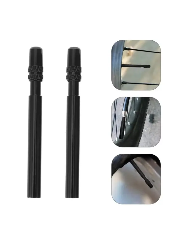 AliExpress NONE Bicycle 1Pair Presta Valve Extender W/ Cap CNC Aluminum Alloy Anodized F/V Extension for Fixed Road Bike Rims 50mm 60mm