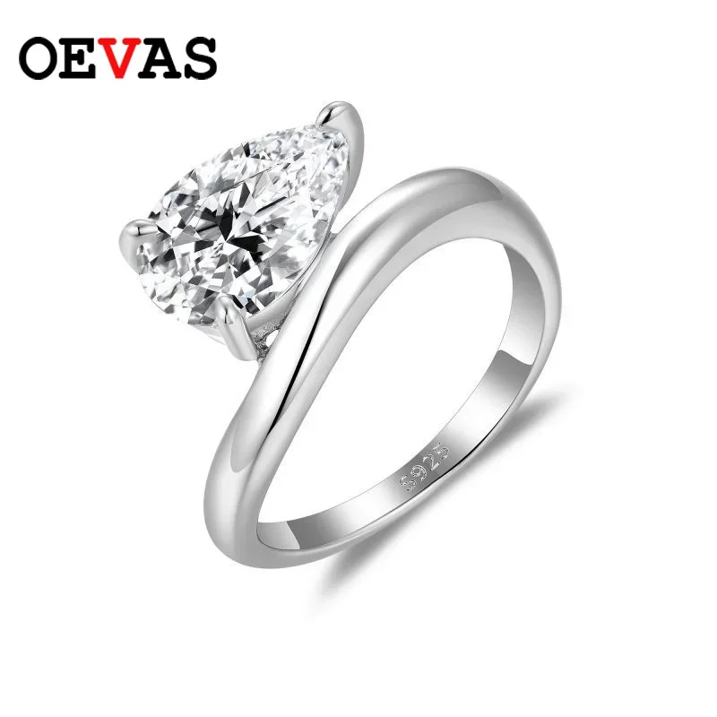 OEVAS 7*11MM 3Carat D Color Water Drop Moissanite Rings 18K Gold 100% 925 Sterling Silver Top Quality For Women Wedding Gifts