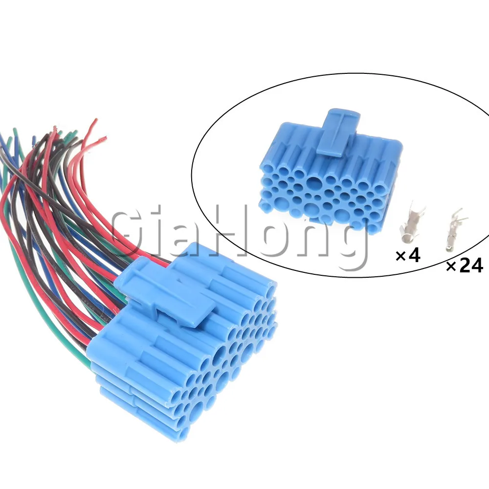 1 Set 28 Ways Automobile Wire Cable Terminal Composite Plug AC Assembly Blue Car Connector Automobile Accessories