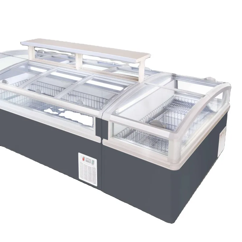 Customized Factory Outlet Supermarket Sliding Glass Door Display Island Freezer Refrigeration Display Commercial Equipment