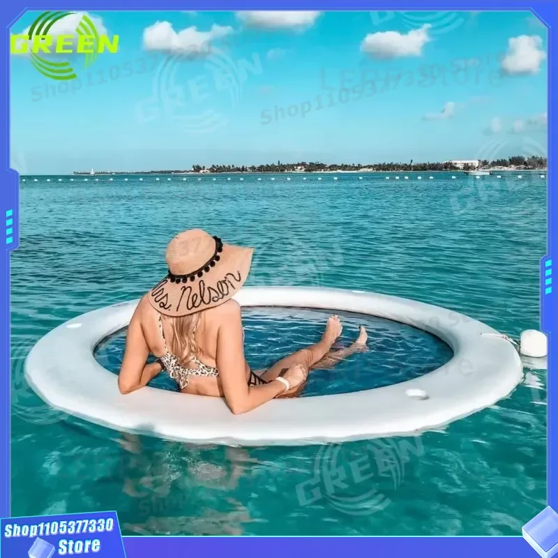 Green Inflatable Pool Float Hammock Raft for Swimming Water Lounger Relaxing Summer Beach Floating Bed Mattress for Adults
