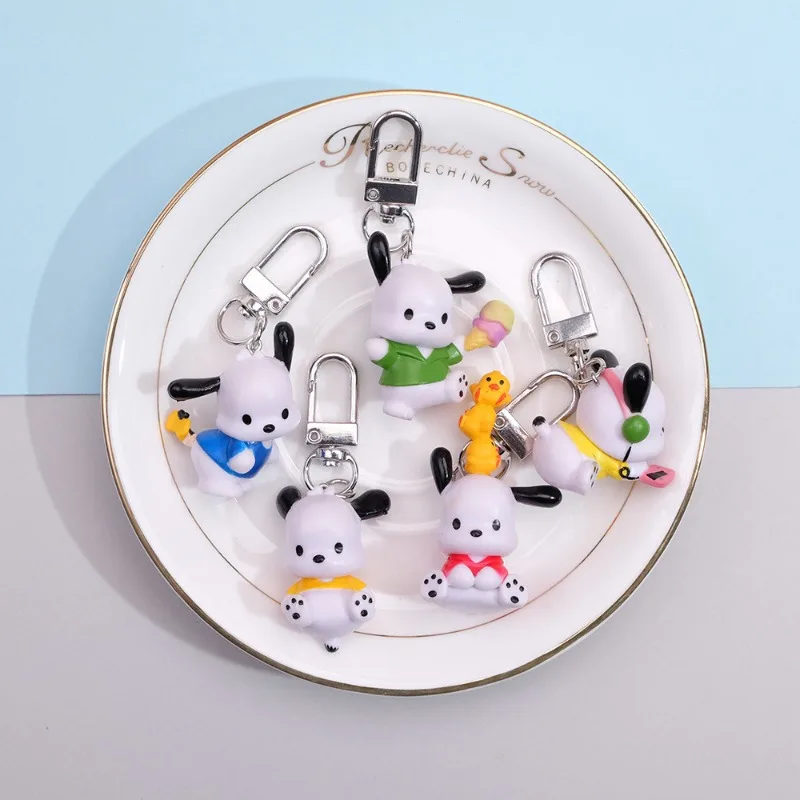 Cute Pochacco Keyring for Women Girls Bag Phone Pendants Decoration Sanrio Keychain Christmas Gifts