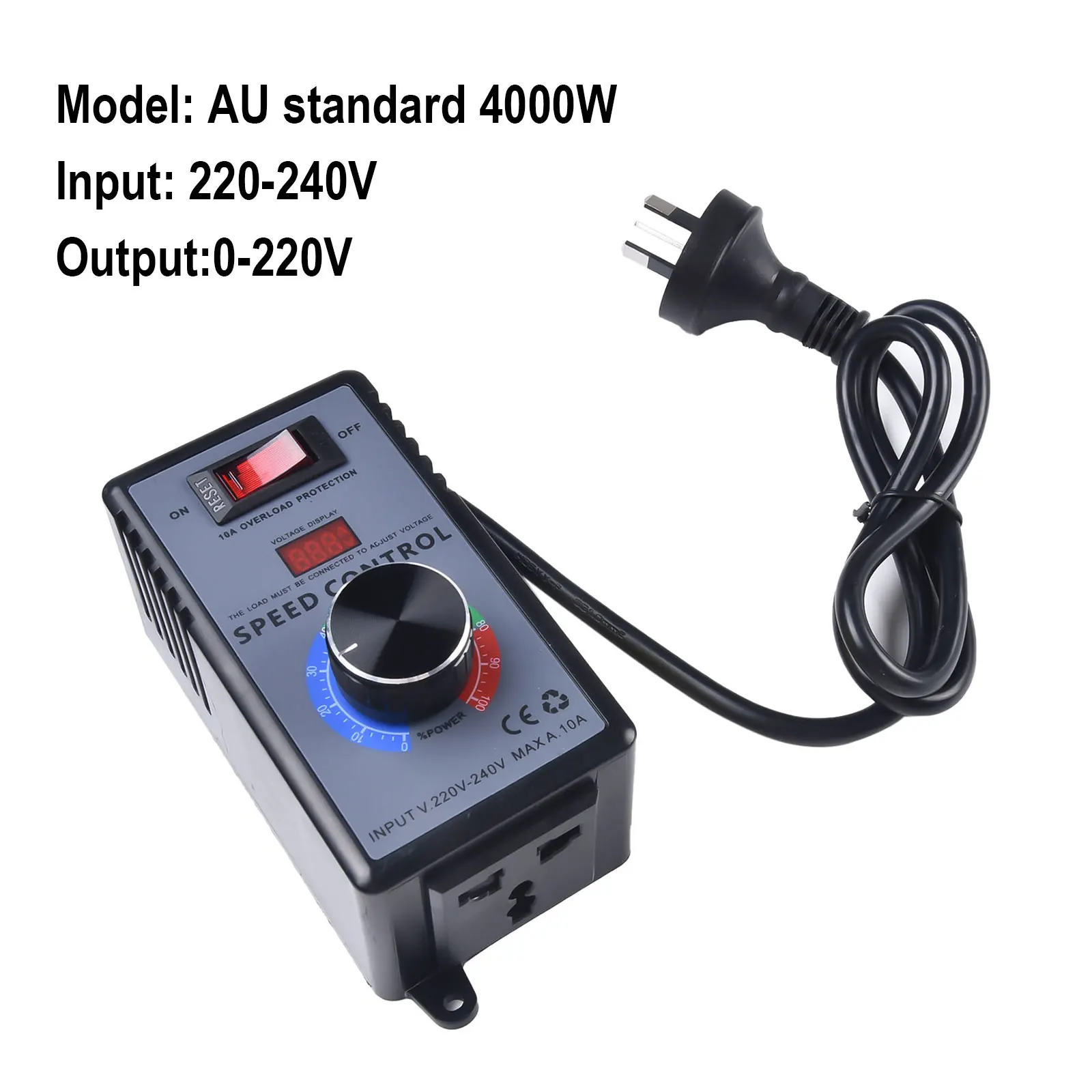 AC Motor Speed ​​Controller Electric Router Exhaust Fan Grinder Drill Transformer Regulator Switch LED Display AC0-220V 4000W