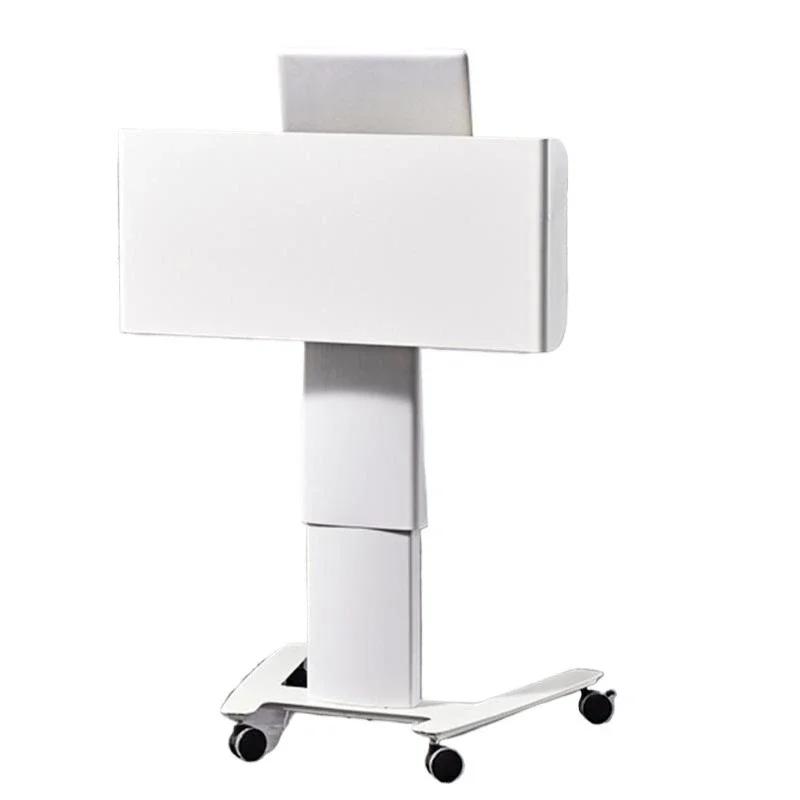 Standing lift podium, white simple classroom mobile small office conference podium table