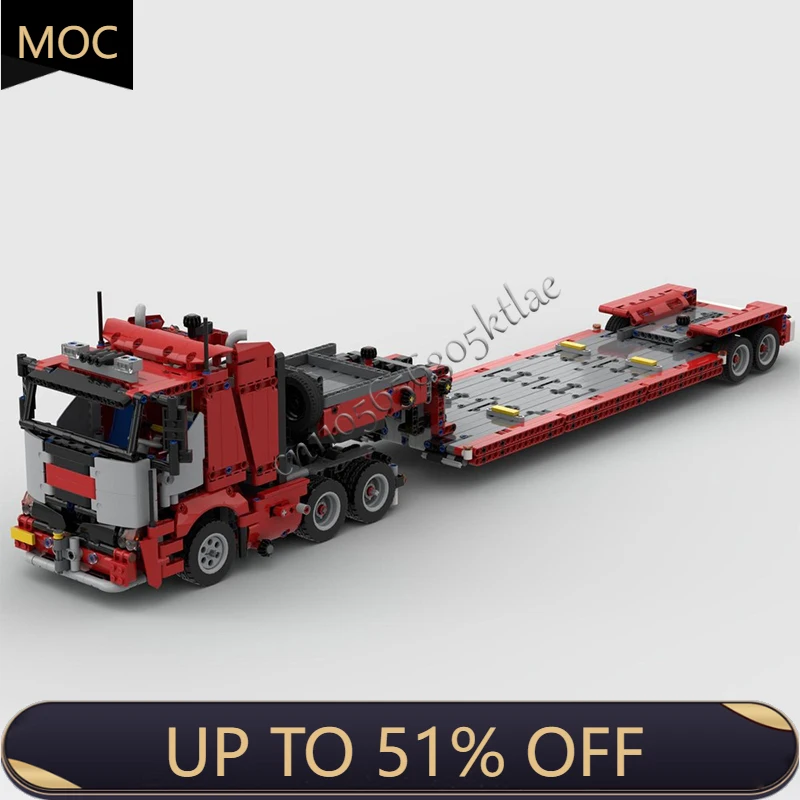 

1927 PCS MOC City Engineering Heavy Duty Truck With Trailer Model Technology Building Block Creative Children Toys Birthday Gift