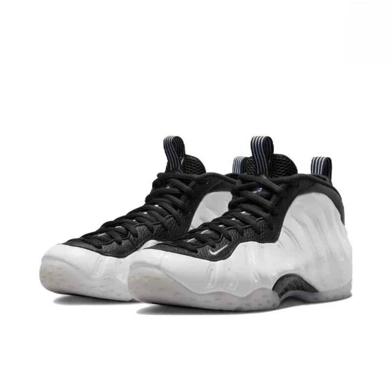 

Nike Air Foamposite One White Black Fashion Versatile Leather Breathable Men Basketball Shoes Casual White Sneakers