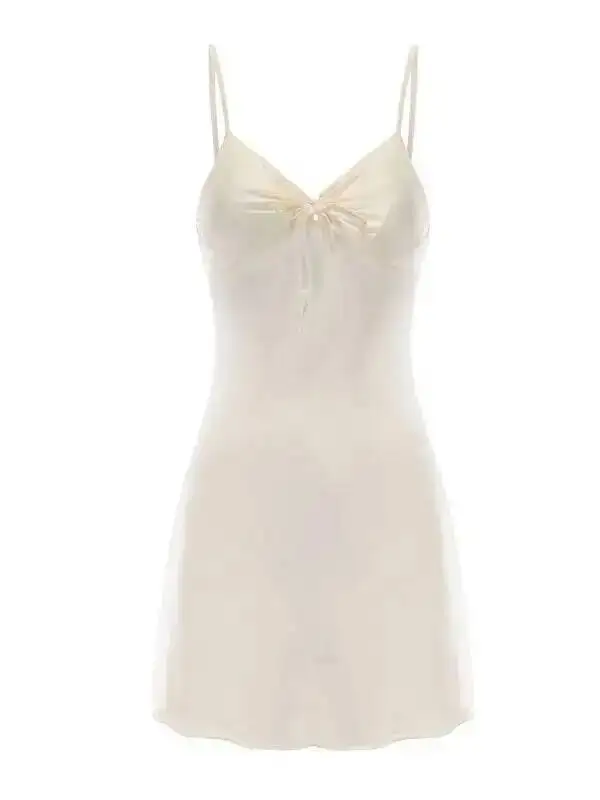 Pure Desire Temptation-Camiseta de satén sedoso con escote en V profundo, Push-Up con almohadillas para el pecho, conjunto de ropa para el hogar, minivestido elegante y dulce SBM8