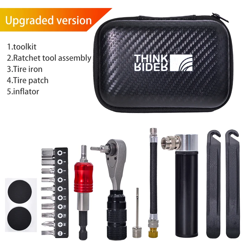 TinkRider Fahrrad Tragbare Werkzeuge Reparatur Taschen Set Mehrzweck Fahrrad Toolkit MTB Rennrad Lagerung Kapsel Kit Radfahren Pumpe