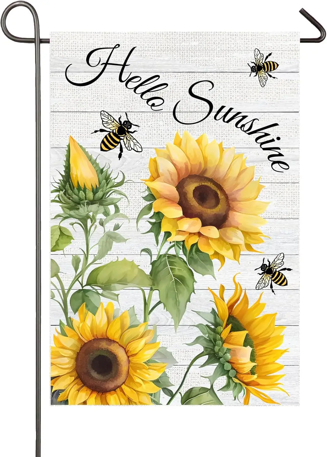 Hello Sunshine Garden Flag Summer Sunflowers Bees Yard Flags for Outside 12x18 Inch Double Sided Farmhouse Front Porch Lawn  zzo