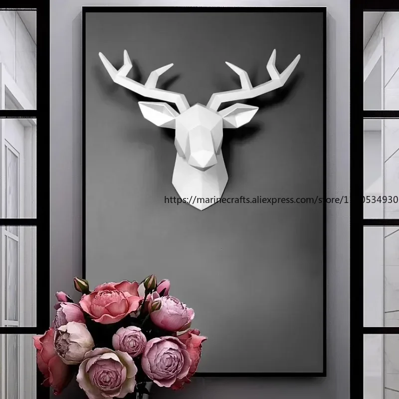 

Geometric Deer Head Wall Decoration Creative Living Room Bar Wall Hanging Lucky Deer Wall Decor