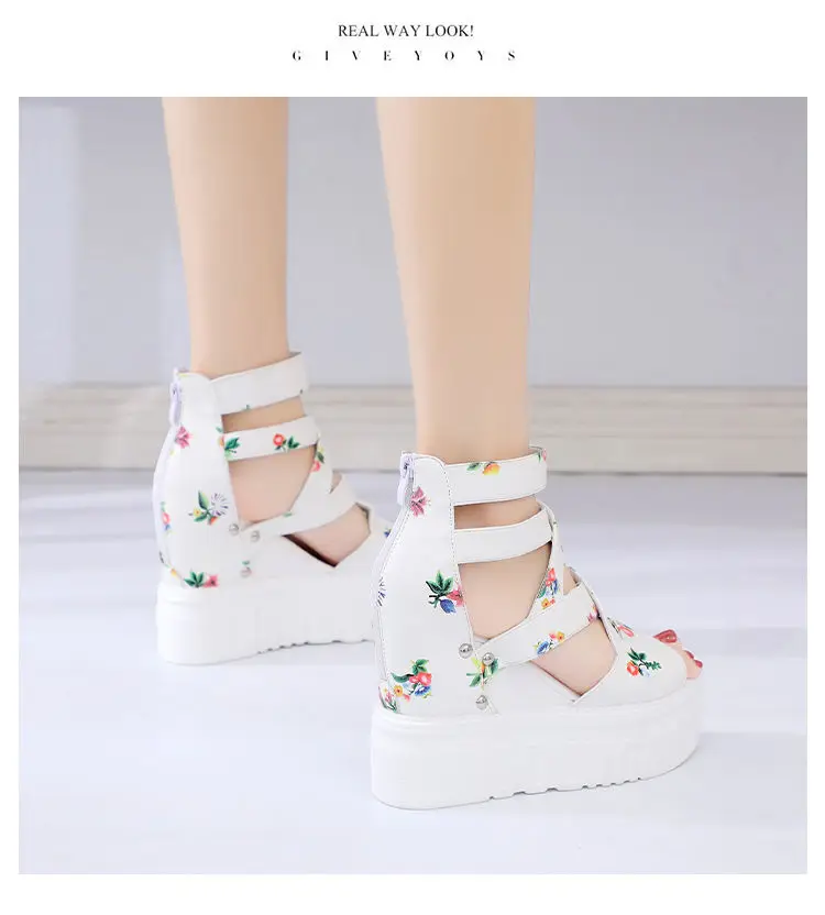 2022 Hot Print Leisure Wedges Women\'s Shoes Summer Shoes Women Sandals Platform Shoelaces High Heels Casual Shoes Woman