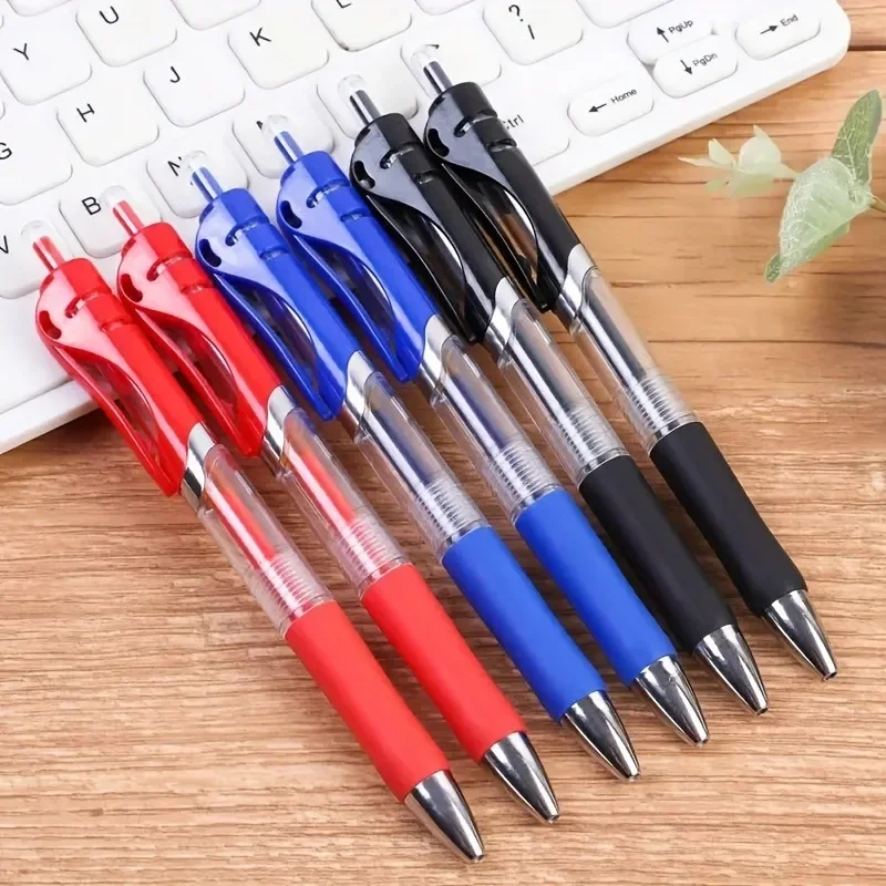 Stylos à bille gel haute capacité, stylo d'écriture Kawaii, fournitures scolaires et de bureau, encre noire, rouge, bleue, 0.5mm, 10 pièces