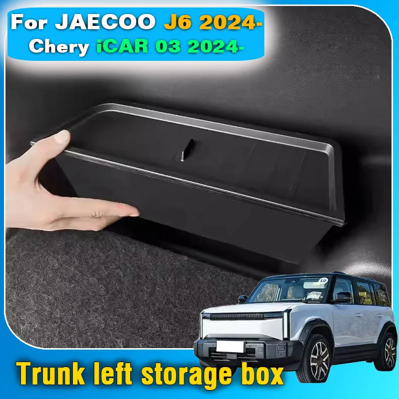 

For JAECOO J6 Chery iCAR 03 2024 Trunk left storage box with lid on the left sides With cover Automotive interior modification
