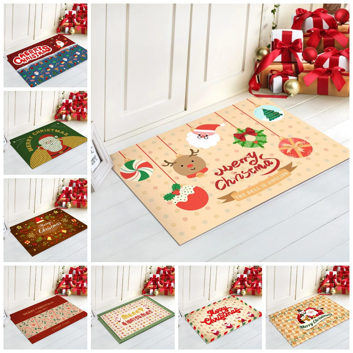 Christmas Decoration Floor Mat Entrance Door Bedroom Bath Toilet Non Slip Mat Carpet 2024 Merry Christmas Navidad New Year Gift