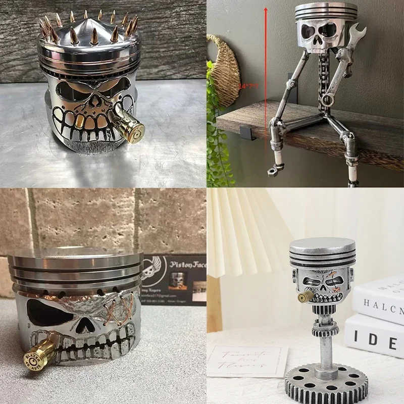 

Carving Piston Skull Face Realistic Skull Sculpture Skull Man Head Statue Office Home Table Desk Decor Gift Desk Halloween Decor