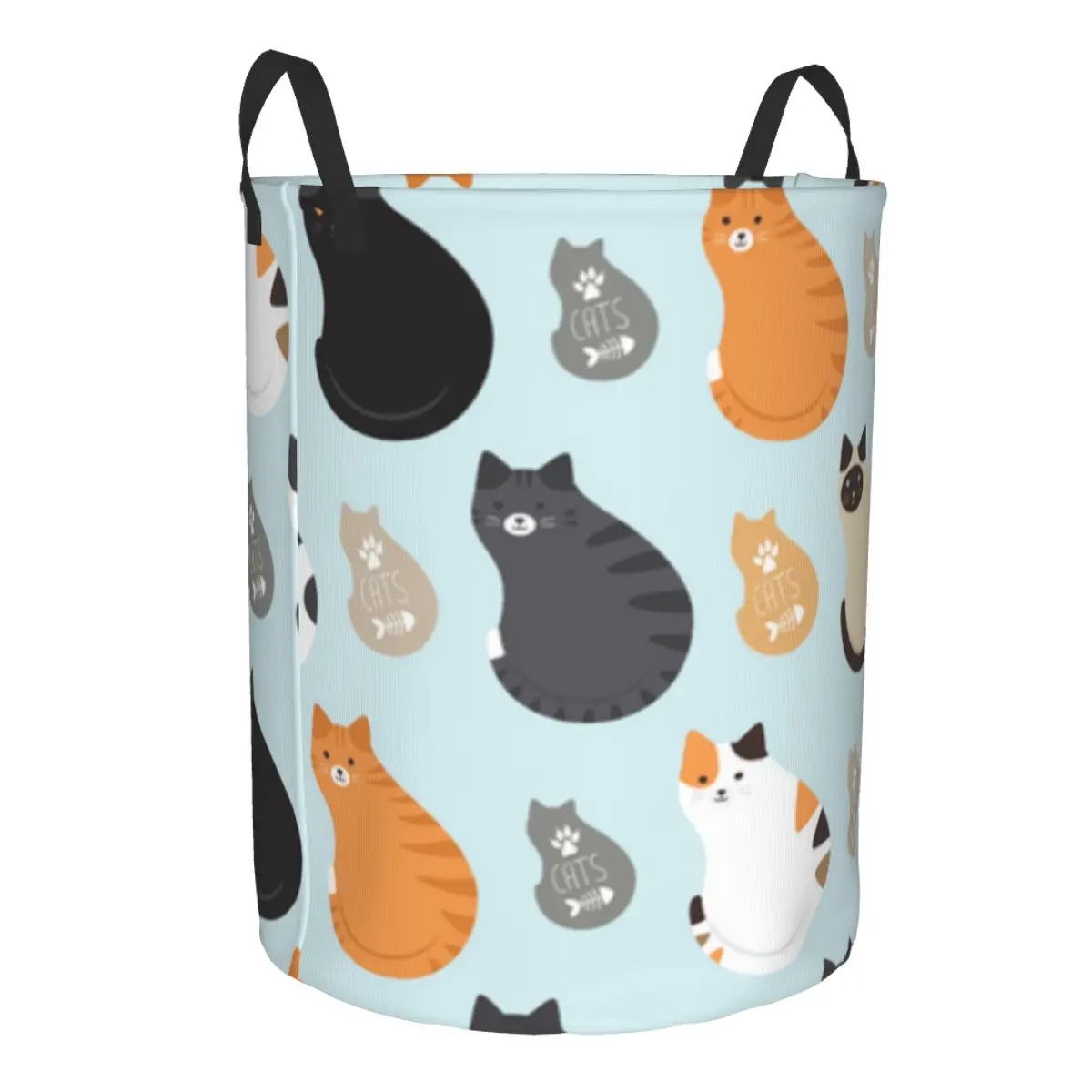 Cats Depicting Different Breeds Background Laundry Basket Folding Dirty Clothes Toys Storage Bucket Household