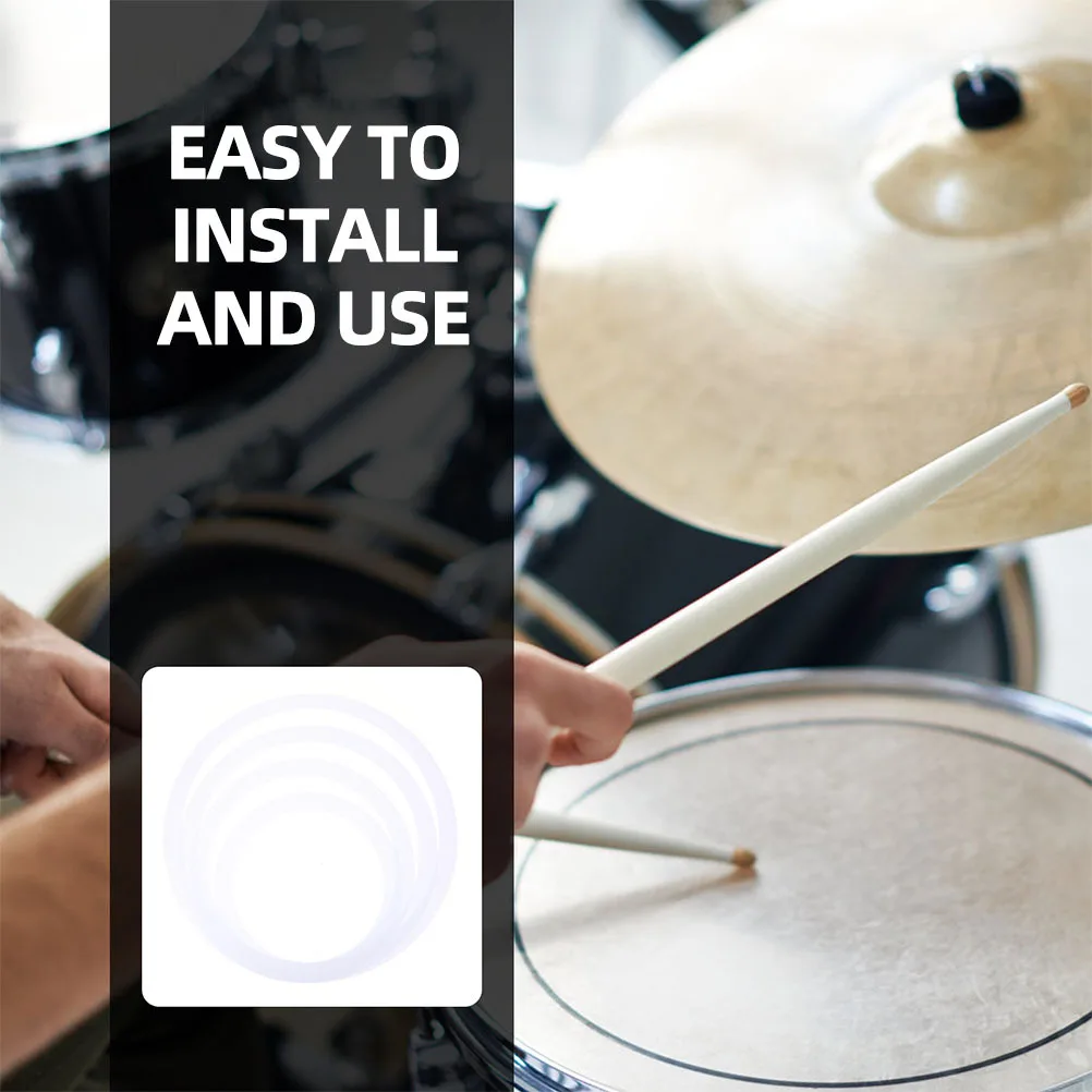

2Sets Snare Drum Mute Circle Durable Drum Practice Accessories Easy Install Noise Reduction Percussion Instrument Accessories