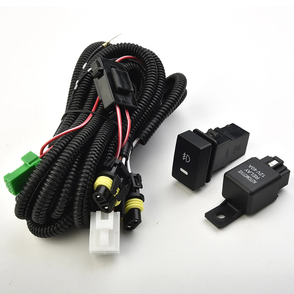 H11 Fog Light Wiring Harness Socket With LED Indicator Switch Automotive Relay Car Headlight Fog Light Automobile Accessories