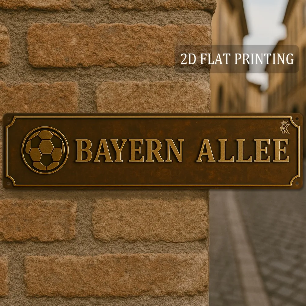 CIFBUY Retro Bavarian Street Soccer Badge Aluminum Wall Art Waterproof Wear Resistant Durable Garden Patio Balcony Outdoor Indoo