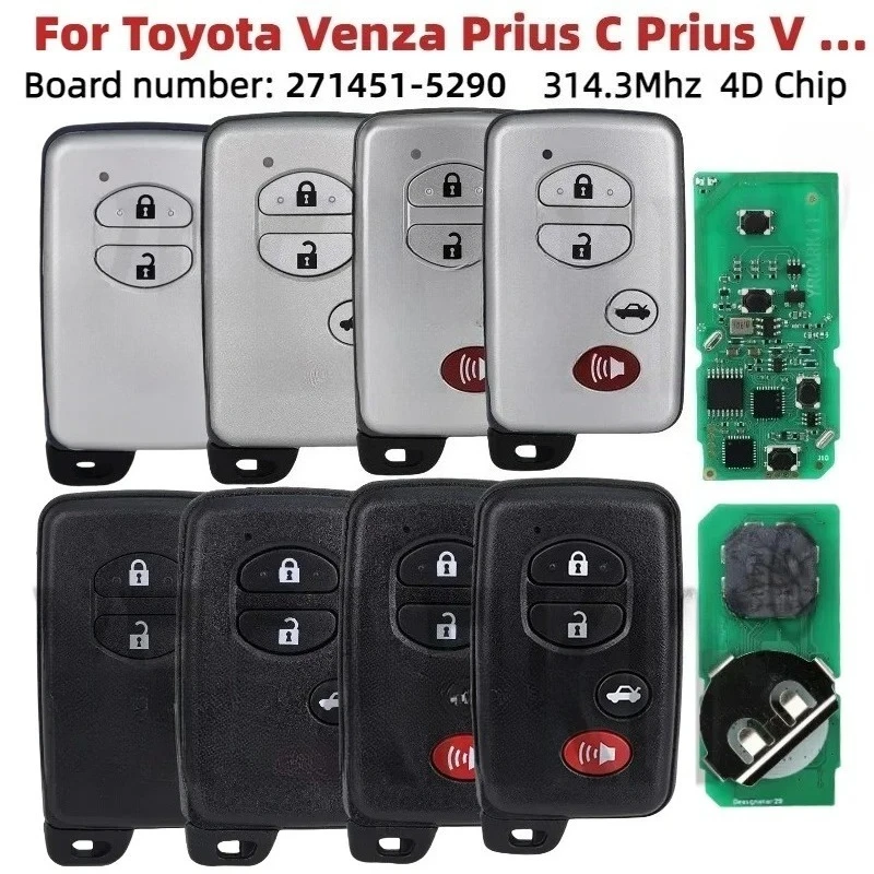 토요타 벤자 프리우스 C 프리우스 V 4Runner 2009-2018 314.3MHz HYQ14ACX 보드: 271451-5290 스마트 카드 리모컨 키리스 엔트리