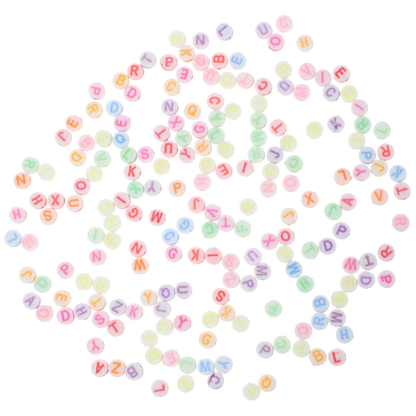 200 peças contas de letras redondas 7mm de diâmetro multicolorido acrílico dupla face esculpida espaçadores do alfabeto para artesanato de joias diy