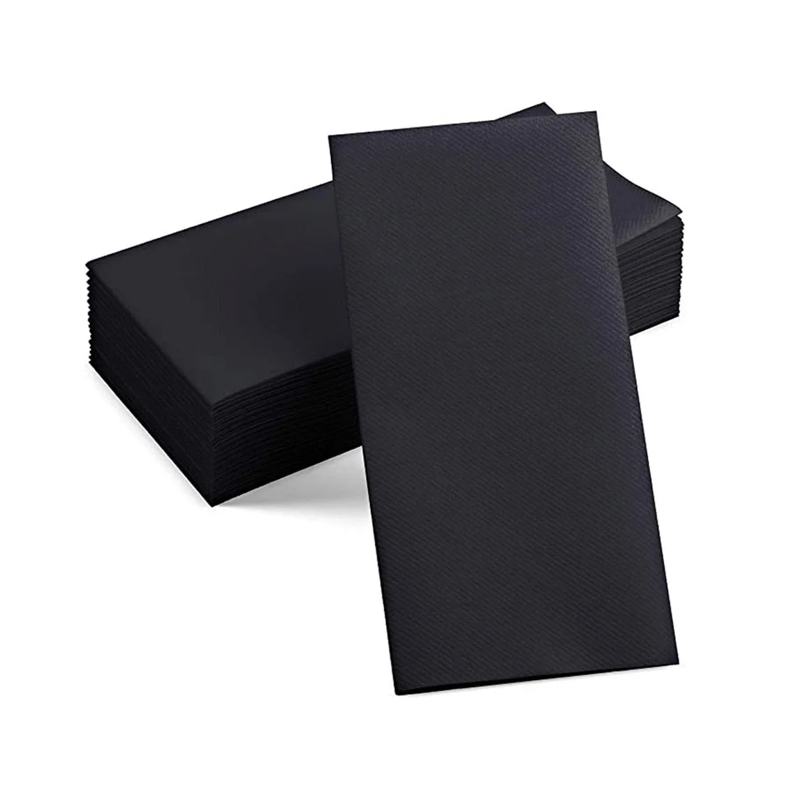 Linen-Feel Paper Dinner Napkins Folded 2 Ply Black pack of 25 Napkins