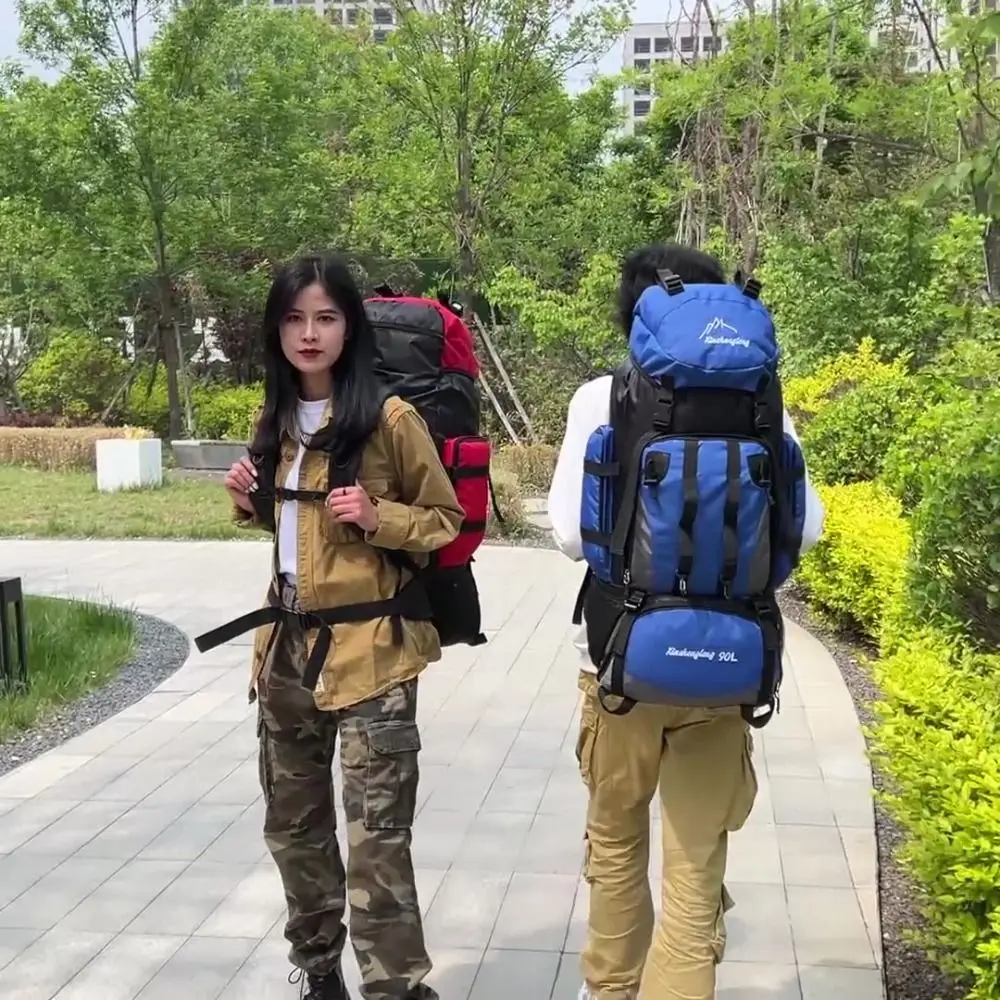 

Oxford Cloth Mountaineering Bag Water Repellent 90L Large Capacity Oxford Cloth Backpack Double-Shoulder Bag