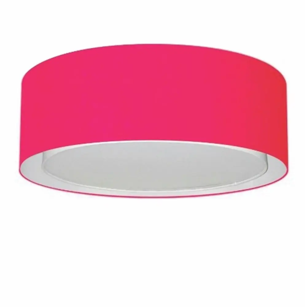 80x30cm Pink Pink - Bivolt Fabric Dome Md-3038 Double Cylindrical Plafon