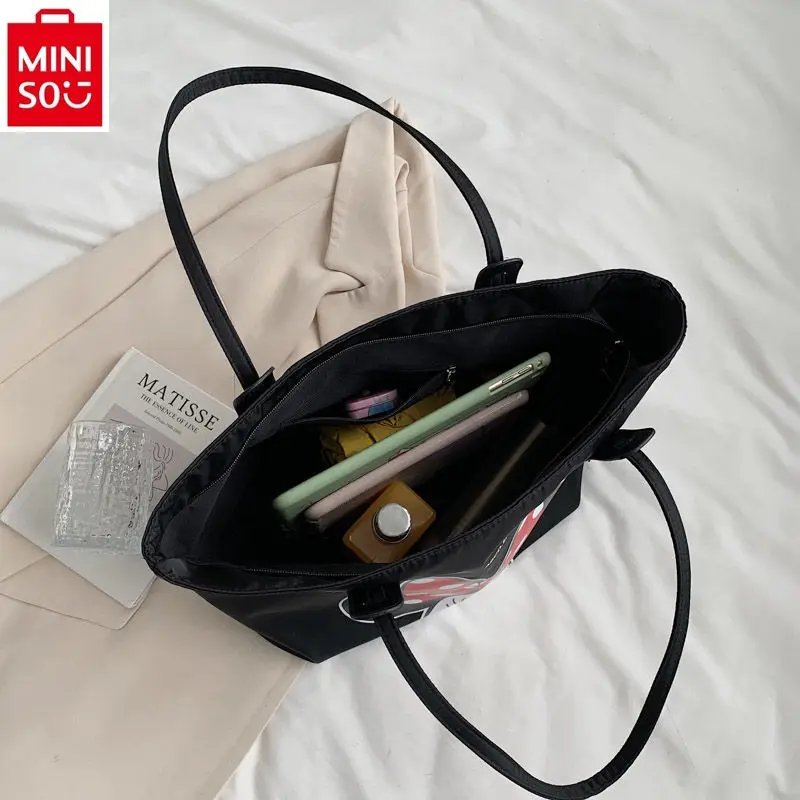 Miniso Disney Mode hochwertige Oxford Buttot Bag Damen niedlichen Michimini gedruckt lässig große Kapazität Aufbewahrung handtasche