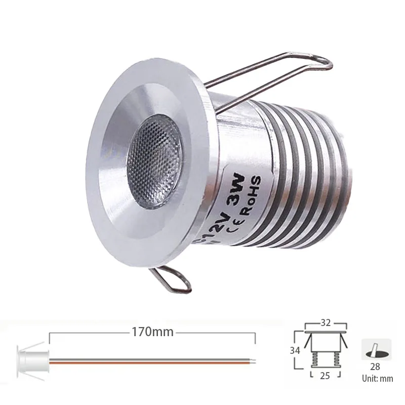 4/6/8/10PCS 3W 12V 24V ściemniania Mini reflektory LED światło zewnętrzne wodoodporna IP65 domowy Hotel sauny wodoodporna lampa spłukiwania Cut28mm