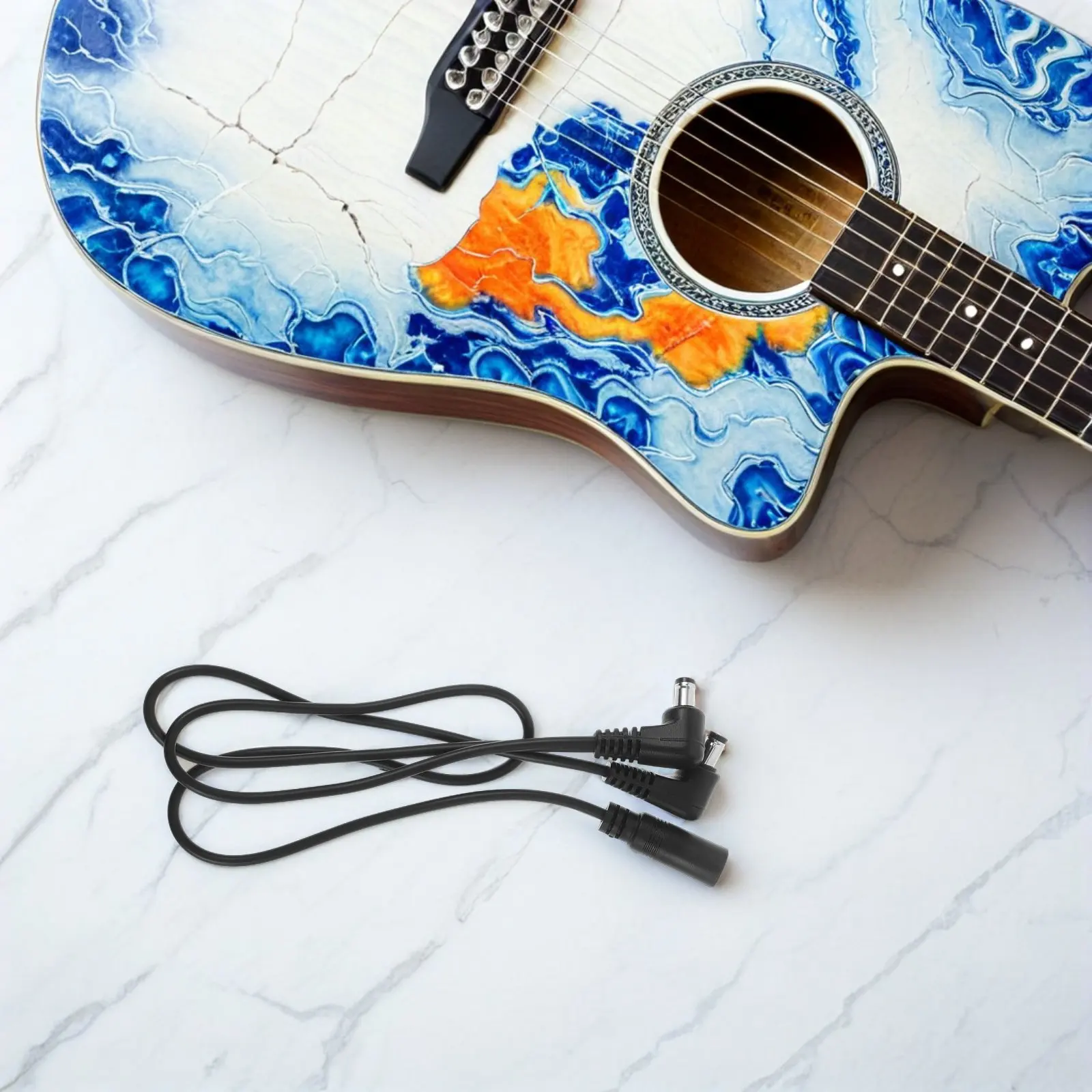 2Pcs Electric Guitar Patch Cables Pedal Board Cable Black Pedalboard Connection Professional Guitar Effect Pedal