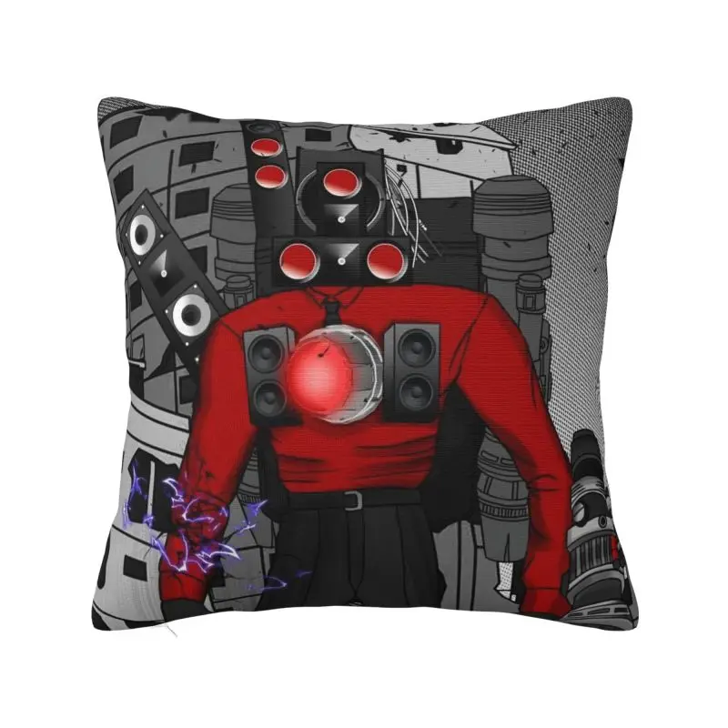 Hot Game Titan Speakerman Skibidi Toilet Throw Pillow Case Home Decor Luxury Cushions Cover For Sofa Square Polyester Pillowcase