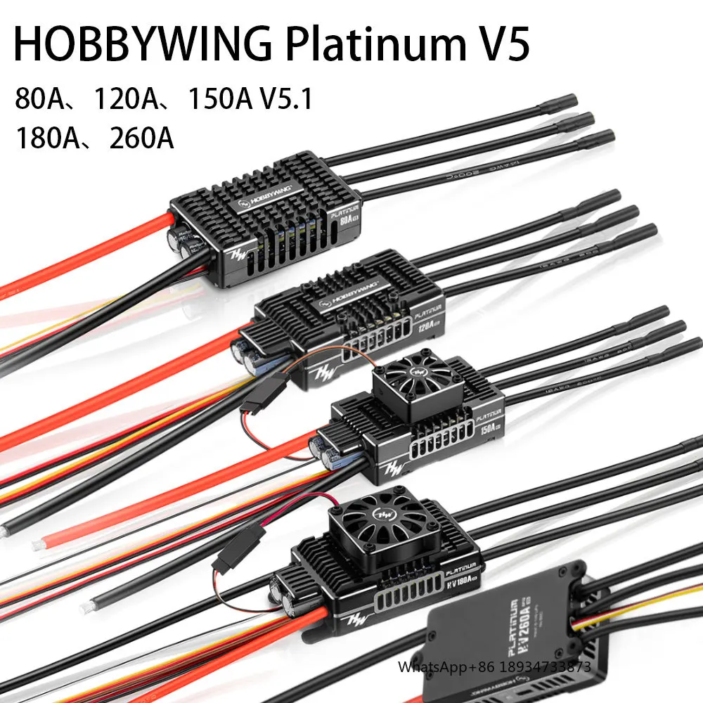 Original Hobbywing Platinum V5 80A 120A 150A 180A 260A Brushless ESC For RC electric helicopter fixed-wing