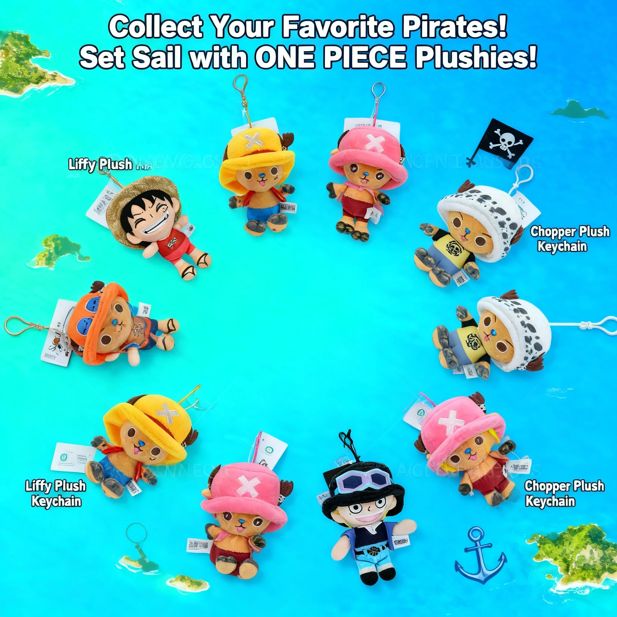 Juguetes de peluche originales de One Piece, muñeco de peluche de Luffy Chopper Sabo, animal de peluche de anime, juguete de dibujos animados, el mejor regalo para niños y fanáticos