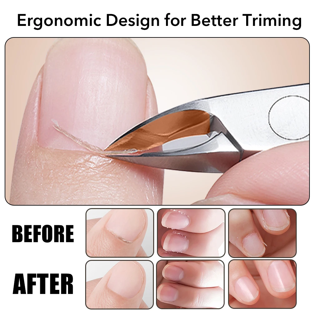 1개 큐티클 니퍼 트리머 스테인리스 스틸 큐티클 제거기 미끄럼 방지 실리콘 손잡이 네일 케어용 매니큐어 도구